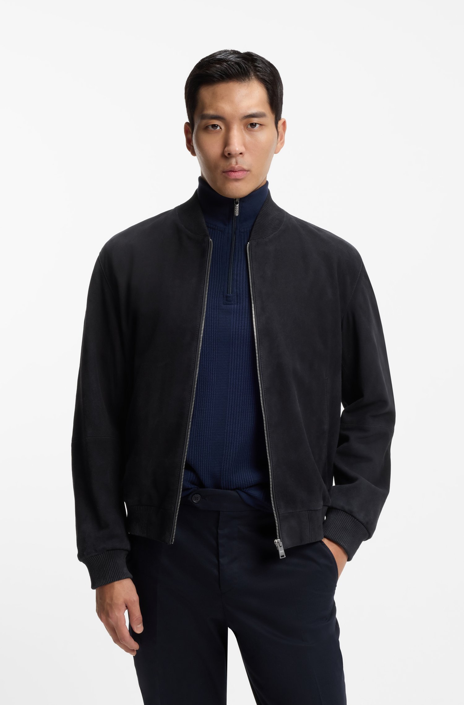 Boss Regular-fit jacket in suede jackor herr