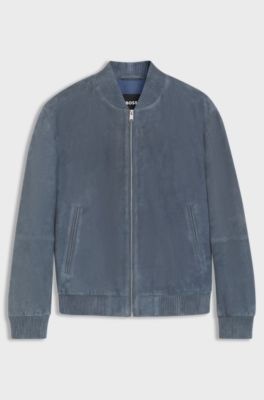 Regular-fit jacket in suede, Blue