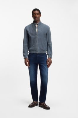 Regular-fit jacket in suede, Blue