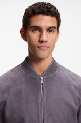 Regular-Fit Jacke aus Veloursleder, Lila