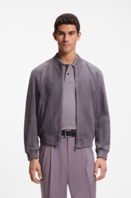 Regular-fit jacket in suede, Purple