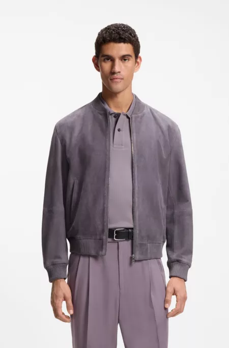 Regular-Fit Jacke aus Veloursleder