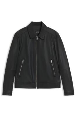 Boss Regular-fit leather jacket with zip closure skinnjackor herr – bild 4