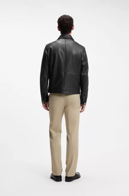 Regular-fit leather jacket with zip closure
