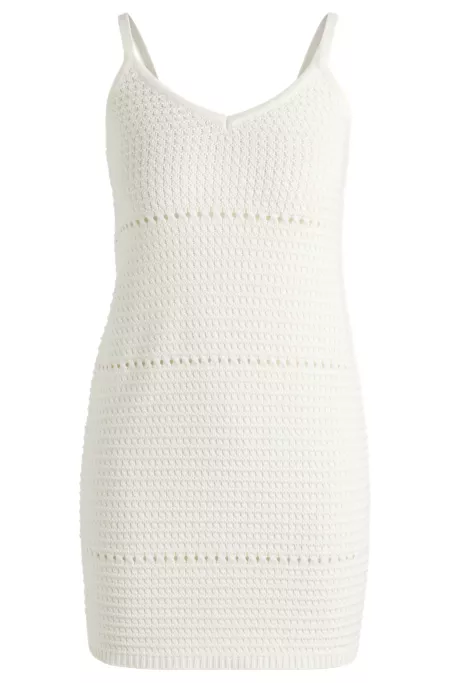 Mesh-knit dress with spaghetti straps