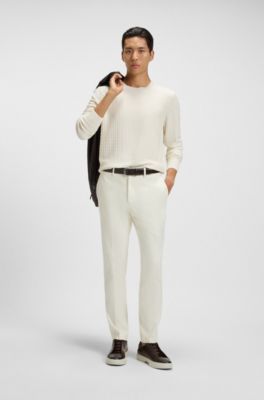 Silk sweater with Prince of Wales check structure, Natural