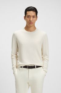 Silk sweater with Prince of Wales check structure, Natural