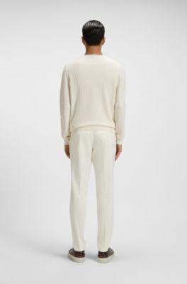 Silk sweater with Prince of Wales check structure, Natural
