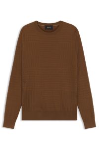 Silk sweater with Prince of Wales check structure, Brown
