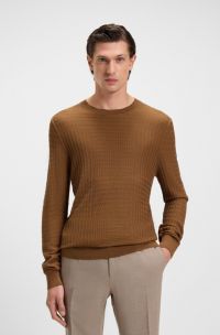 Jersey de seda con estructura de cuadros Príncipe de Gales, Marrón