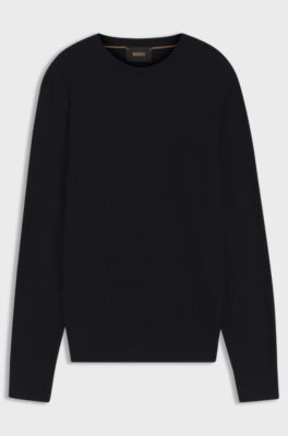 Silk sweater with Prince of Wales check structure, Dark Blue