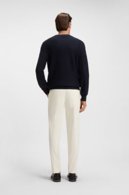 Silk sweater with Prince of Wales check structure, Dark Blue