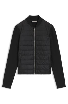 Knitted jacket with padded front, Black