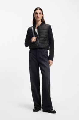 Knitted jacket with padded front, Black