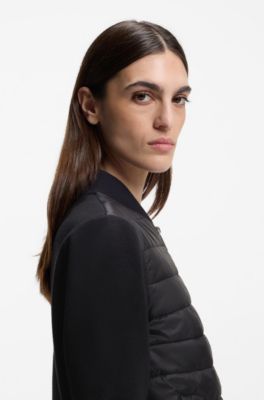 Knitted jacket with padded front, Black
