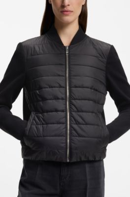 Knitted jacket with padded front, Black