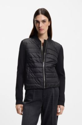 Knitted jacket with padded front, Black