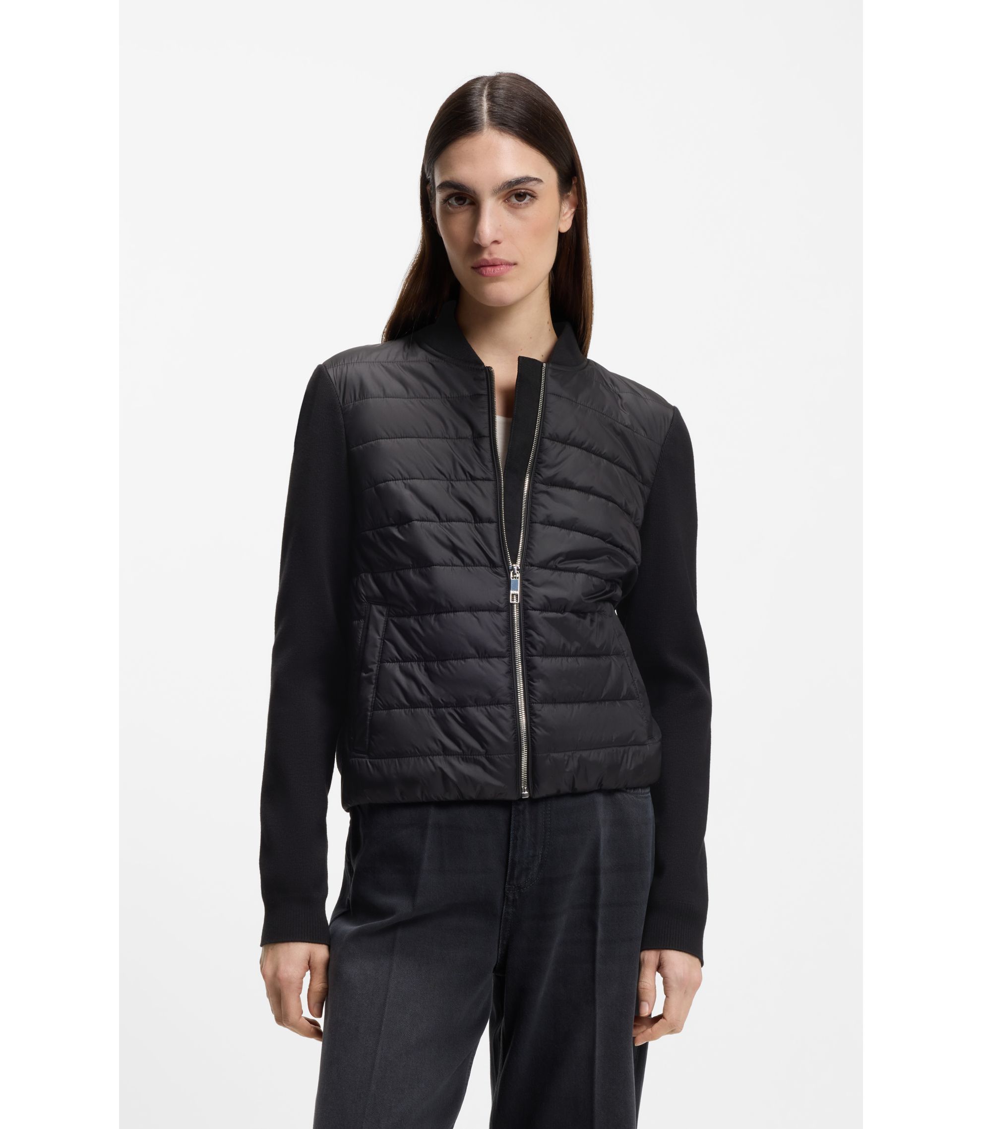 BOSS - ニットジャケット パデッドフロント - ブラック