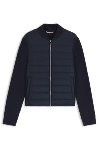 Water-repellent hybrid jacket with padded front, Dark Blue