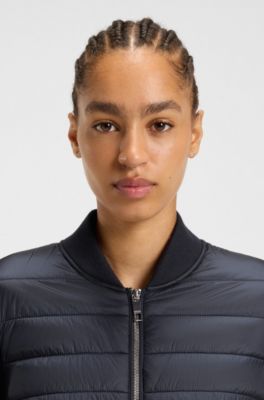 Knitted jacket with padded front, Dark Blue