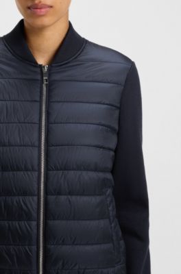 Knitted jacket with padded front, Dark Blue