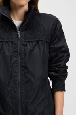 Water-repellent jacket with belt and gathered details, Dark Blue