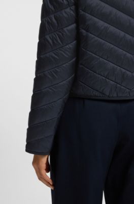 Wasserabweisende Jacke mit zweireihiger Knopfleiste, Dunkelblau