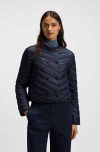 Waterafstotende jas met twee rijen knopen, Donkerblauw