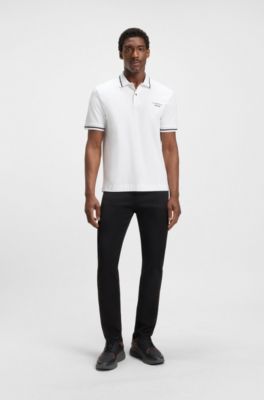 Porsche&nbsp;x&nbsp;BOSS Poloshirt aus Baumwolle mit Feuchtigkeitsregulierung, Wei&szlig;