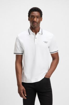 Porsche&nbsp;x&nbsp;BOSS Poloshirt aus Baumwolle mit Feuchtigkeitsregulierung, Wei&szlig;