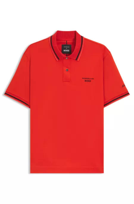 Porsche x BOSS polo shirt in cotton with moisture control