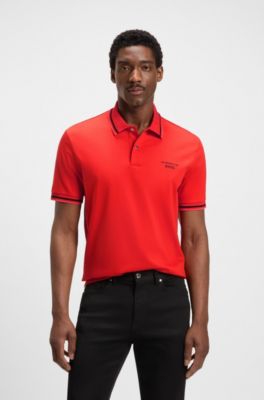Polo en coton avec gestion de l&rsquo;humidit&eacute; Porsche&nbsp;x&nbsp;BOSS, Orange fonc&eacute;