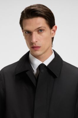 GORE-TEX&reg; water-repellent coat with concealed closure, Black