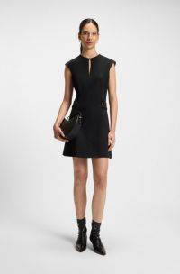 Robe droite avec ceinture, Noir