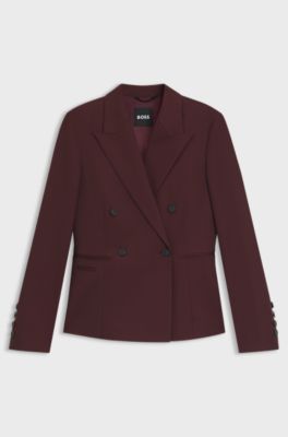 Slim-fit blazer in virgin-wool twill, Bordeaux