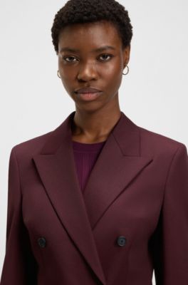 Slim-fit blazer in virgin-wool twill, Dark Red