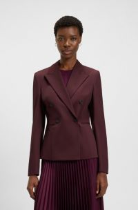 Slim-fit blazer in virgin-wool twill, Dark Red