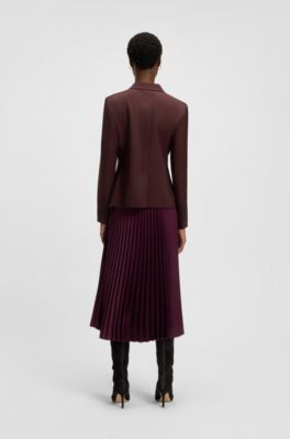 Slim-fit blazer in virgin-wool twill, Dark Red