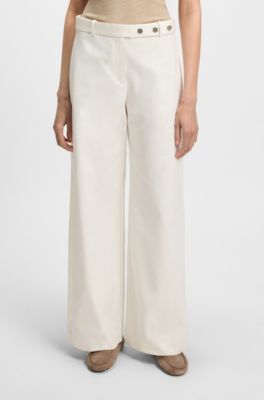 Pantaloni relaxed fit in tela di cotone, Bianco