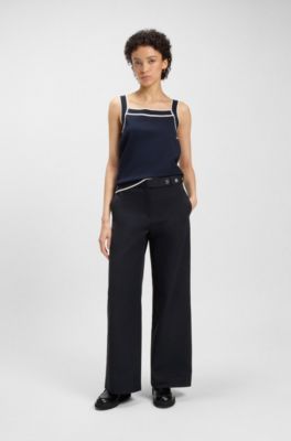 Relaxed-fit trousers in cotton canvas, Dark Blue
