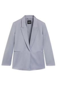 Blazer relaxed fit in satin, Grigio chiaro