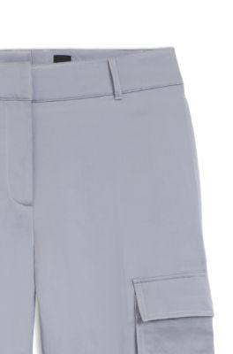 Regular-fit trousers in sateen, Light Grey
