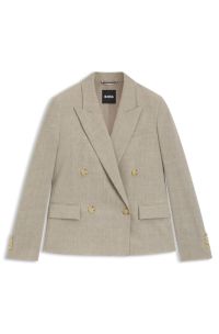 Regular-fit blazer in melange virgin wool, Light Beige