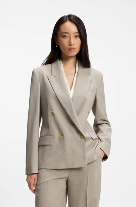 Regular-fit blazer in melange virgin wool