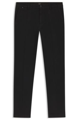 Modern-fit trousers in stretch-cotton gabardine, Black