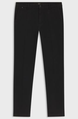 Modern-fit trousers in stretch-cotton gabardine, Black