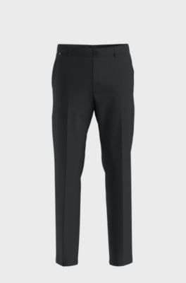 Tapered modern-fit trousers in stretch cotton, Black