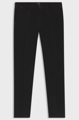 Tapered modern-fit trousers in stretch cotton, Black