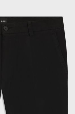Modern-fit trousers in stretch-cotton gabardine, Black