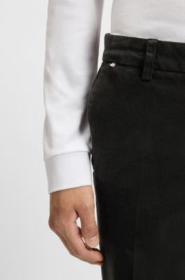 Modern-fit broek van katoenen gabardine met stretch, Zwart